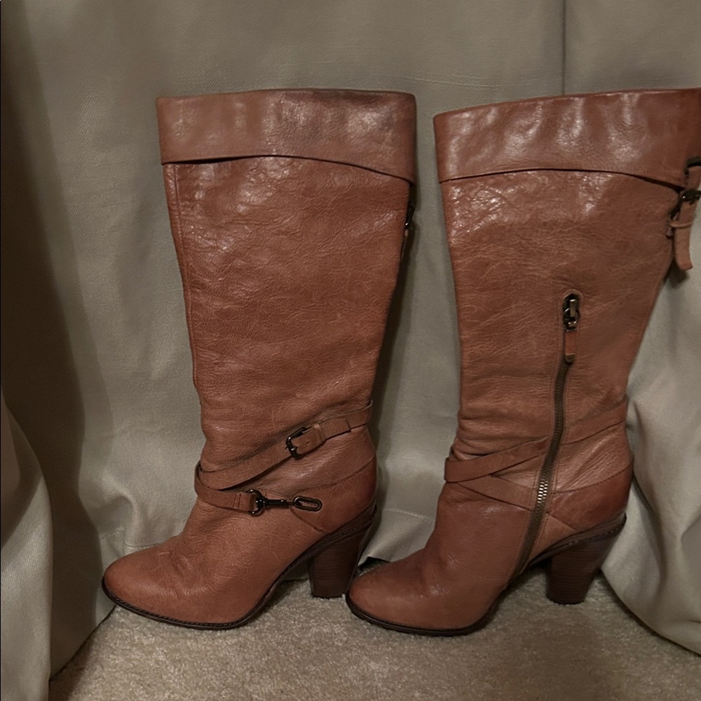 Brown Leather Knee-High Boots